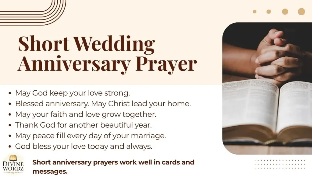 Short Wedding Anniversary Prayer Wishes